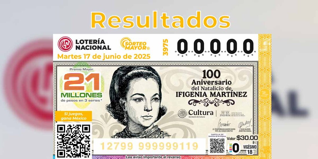 Resultados Sorteo Mayor 3975 del 17 de junio del 2025 de Lotería Nacional.