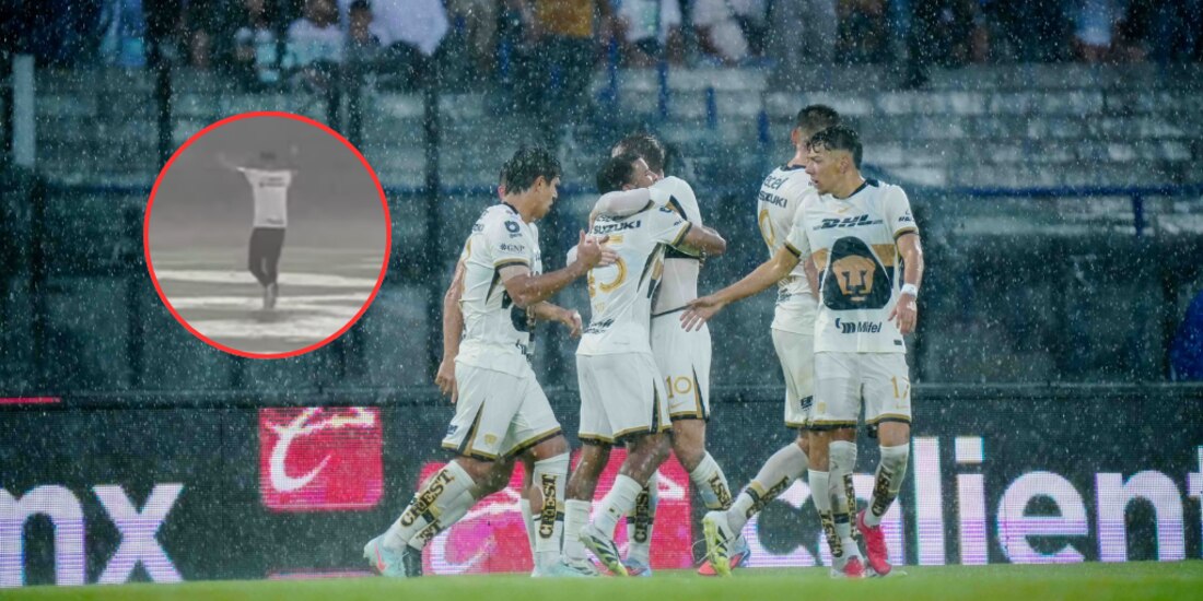 Aficionado invade la cancha de Ciudad Universitaria en plena lluvia.