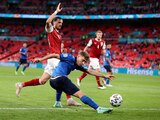 Una acción del duelo entre Italia y Austria, de la Eurocopa 2021