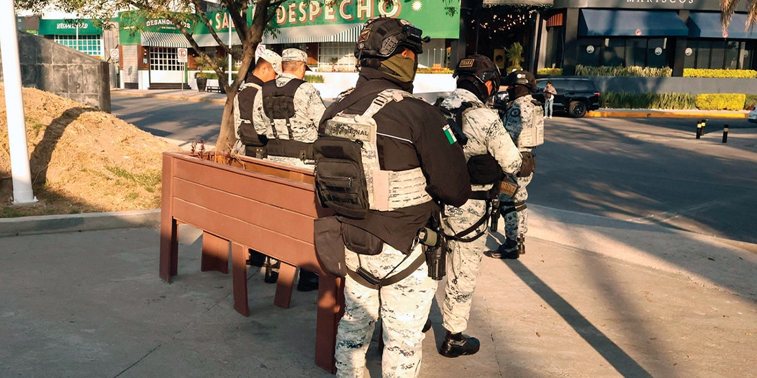 REFUERZO de la vigilancia, tras la balacera en un bar en Angelópolis, el sábado.