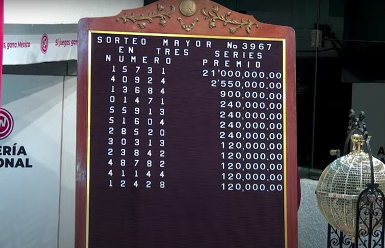 Lista de Ganadores del Sorteo Mayor 3967.