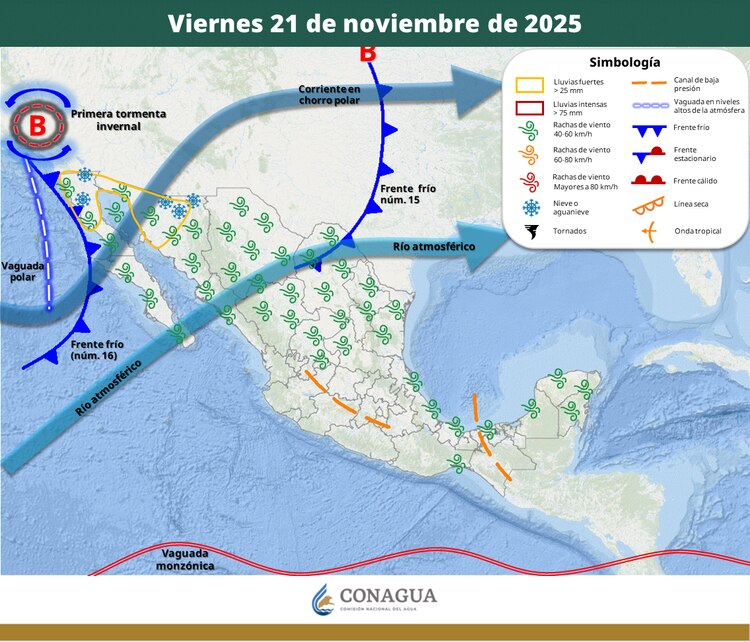 Pronóstico del clima 21 de noviembre