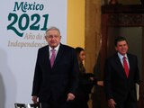 AMLO durante su reaparición en las Mañaneras, en Palacio Nacional.