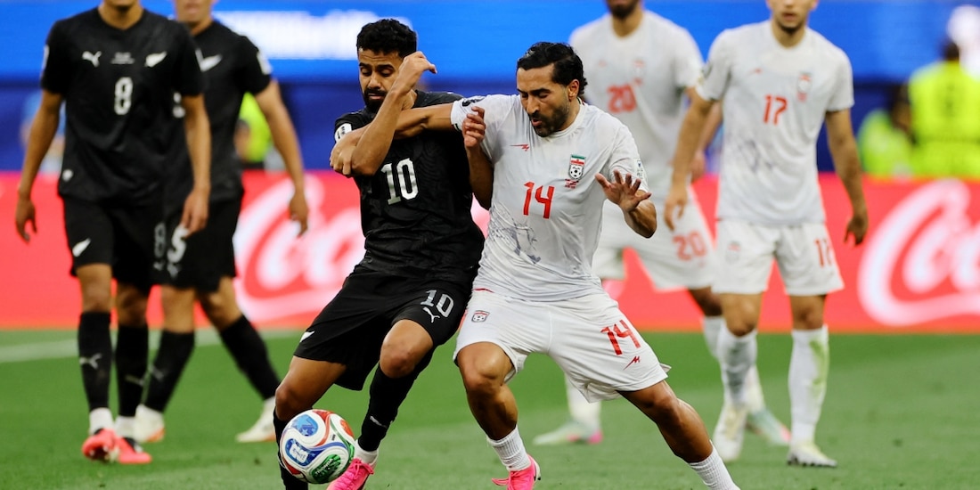 Una acción del Irán vs Nueva Zelanda, de la Copa del Mundo 2026