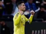 Cristiano Ronaldo festeja su gol en el duelo entre Al-Nassr y Al-Hilal.