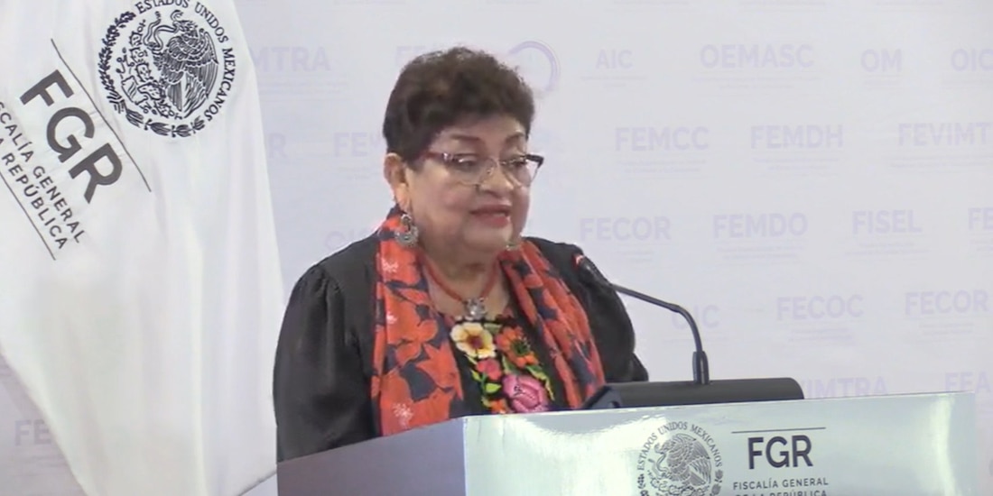 La Fiscal en conferencia de prensa.
