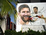 Un mural de Lionel Messi en el vecindario Wynwood de Miami, donde el argentino jugará en la MLS.