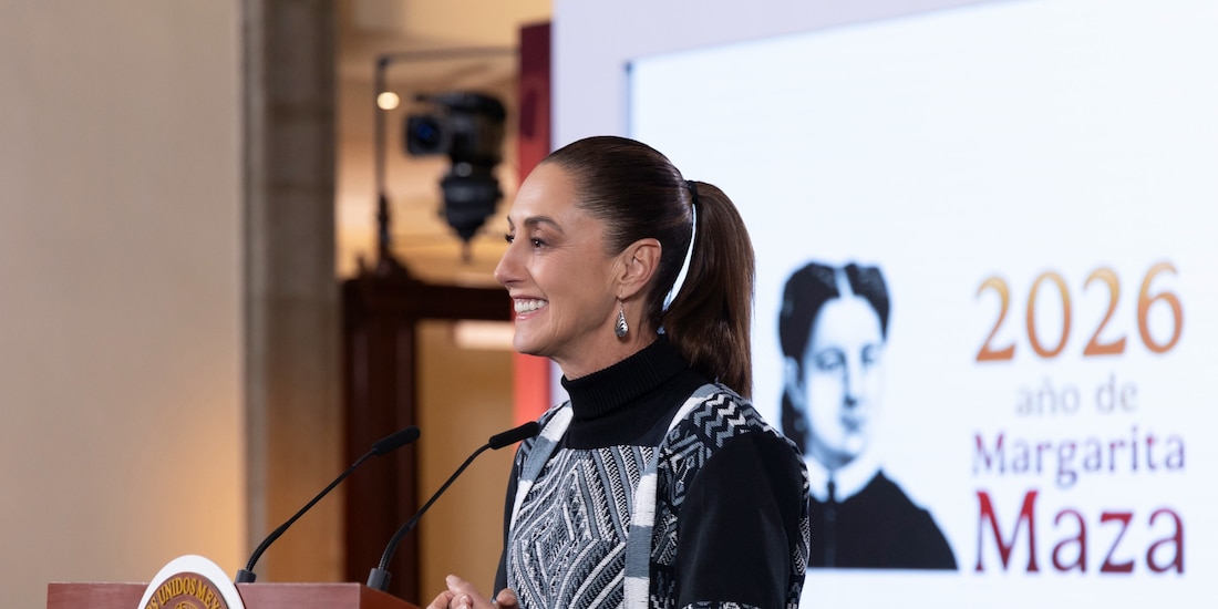La Presidenta Claudia Sheinbaum, este martes en conferencia de prensa.