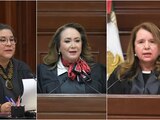 De izquierda a derecha: las ministras electas Lenia Batres, Yasmín Esquivel y Loretta Ortiz.