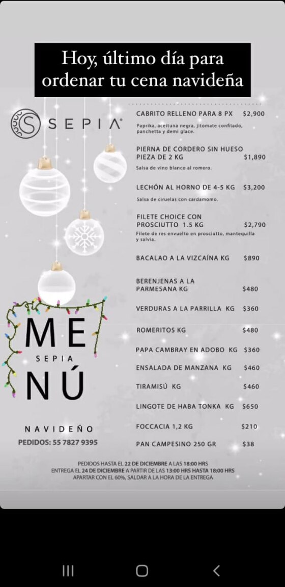 Menú de Navidad 2020 y Año Nuevo de Sepiaculinaria