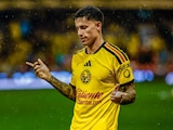 Brian Rodríguez celebra su gol con el América ante el San Diego FC en la Leagues Cup