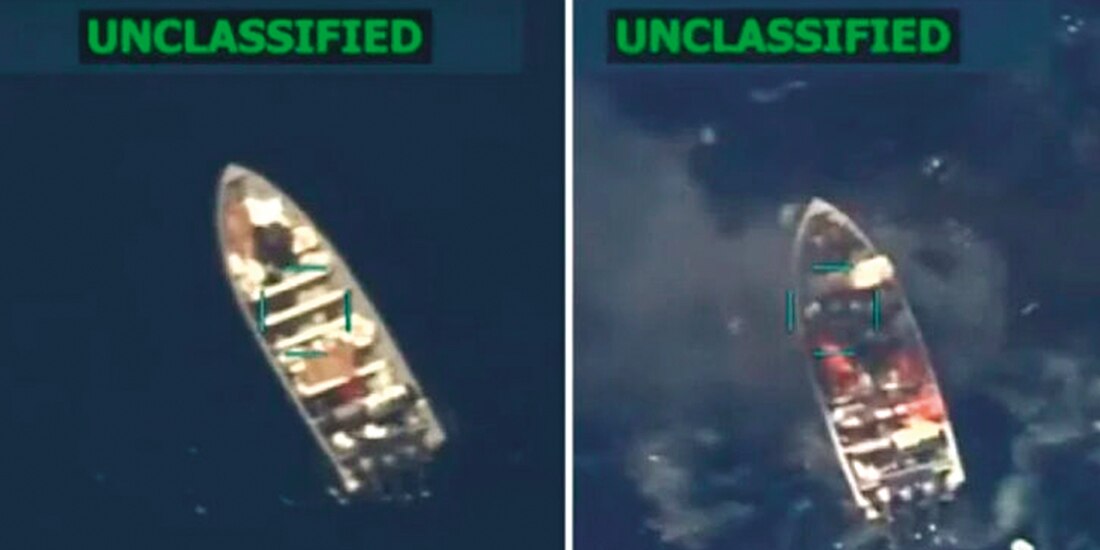 Momento del ataque a una embarcación, el pasado miércoles.