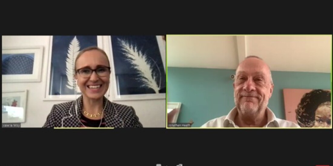 La directora del Imco, Valeria Moy, y el subgobernador del Banco de México, Jonathan Heath.