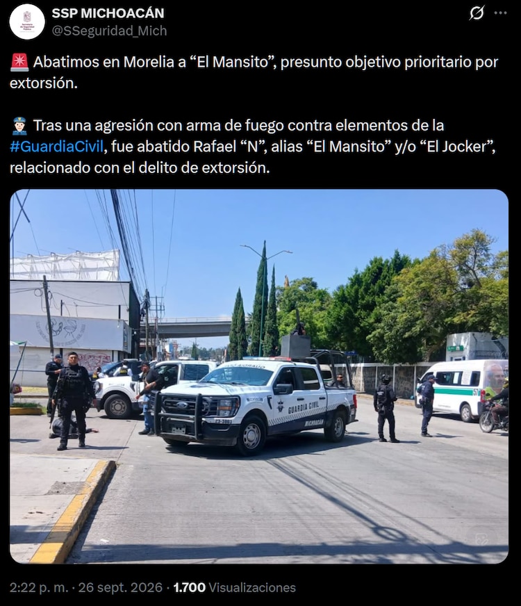 “El Mansito” era considerado objetivo prioritario por extorsión.