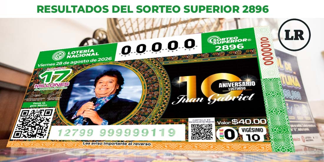 Resultados del Sorteo Superior 2896 del 28 de agosto del 2026.