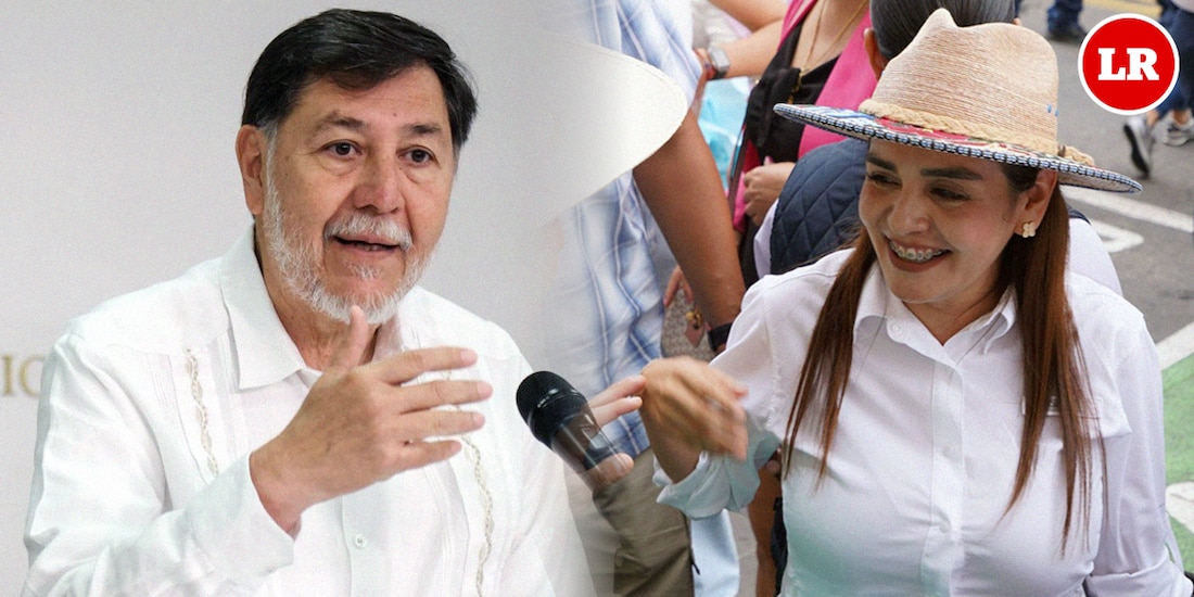 El senador de Morena, Gerardo Fernández Noroña, y la alcaldesa de Uruapan, Grecia Quiroz García.