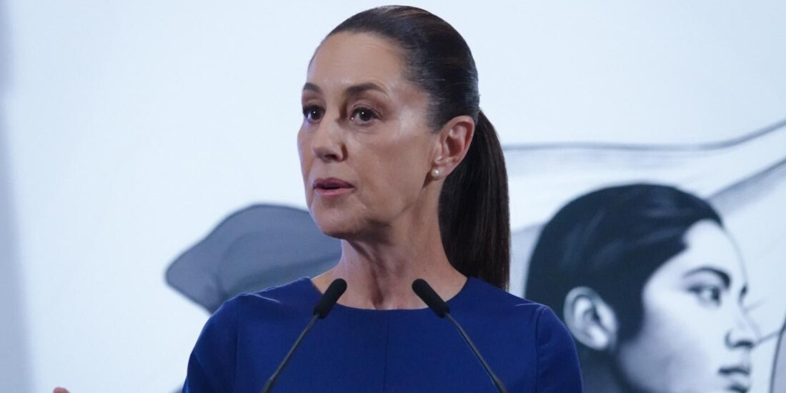 La presidenta, ayer, en la conferencia matutina de Palacio Nacional.