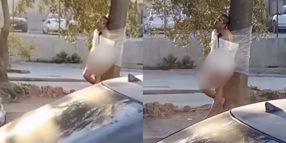 Atan a hombre a un árbol en Tijuana