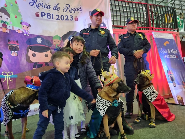 Niños juegan con elementos de binomios caninos.