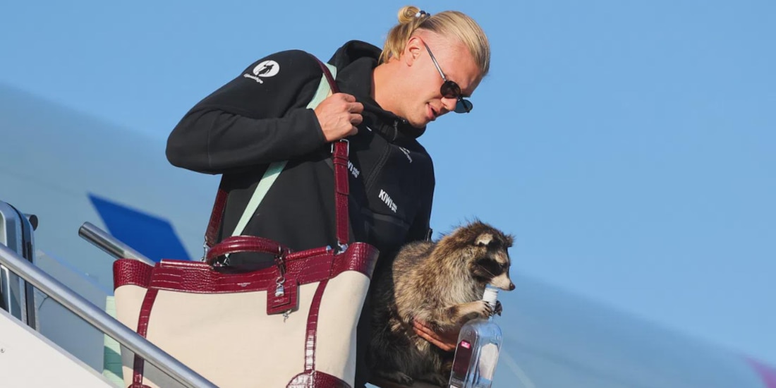 Erling Haaland llegando a Noruega.