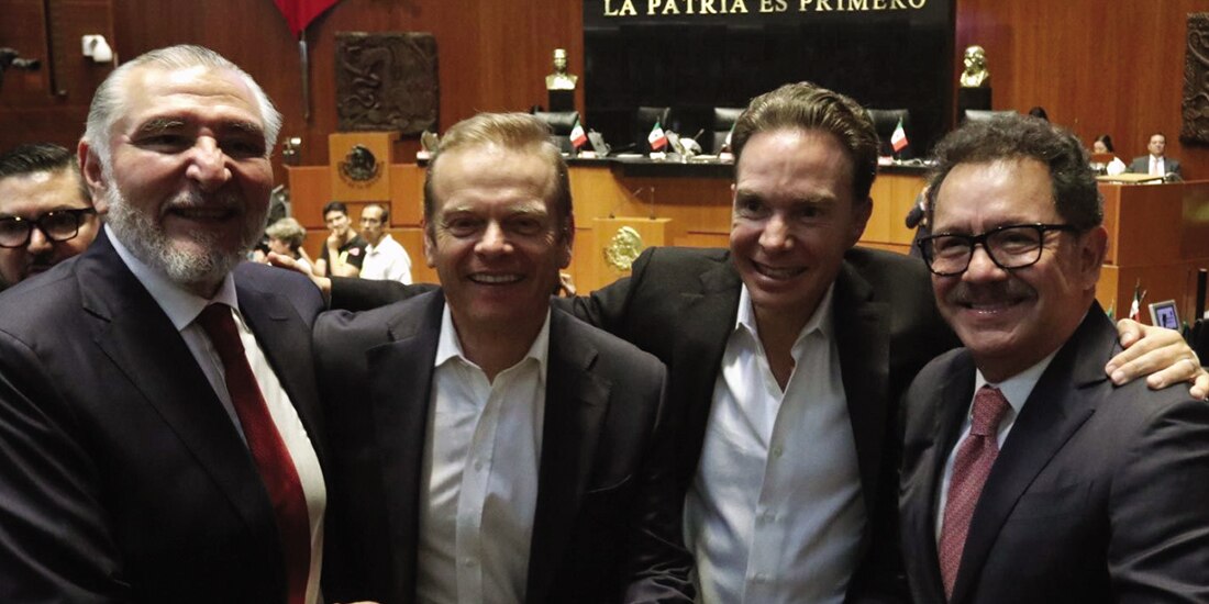 De izq. a der.: Los senadores Adán Augusto López, Arturo Escobar, Manuel Velasco e Ignacio Mier, ayer.