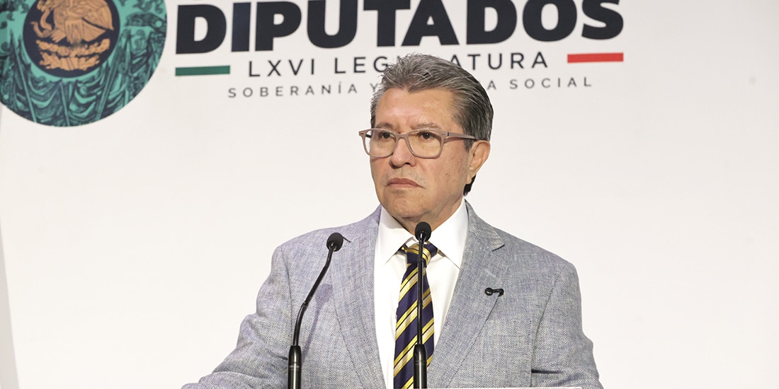 El presidente de la Jucopo en San Lázaro, Ricardo Monreal, en conferencia, en imagen de archivo.