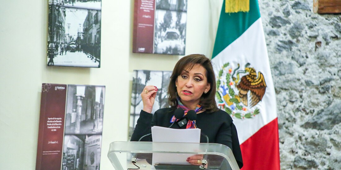 La gobernadora de Tlaxcala, Lorena Cuéllar, ayer, en la Casa de México en España.