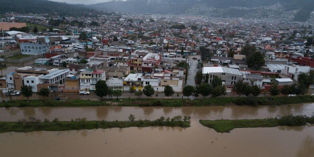 Vista aérea de San Cristóbal de las Casas después del primer día del paso de la Tormenta Cristóbal.