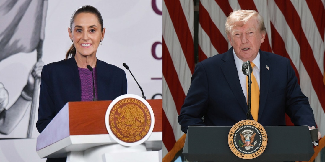 La presidenta de México, Claudia Sheinbaum (izq.) y el presidente de Estados Unidos, Donald Trump (der.)