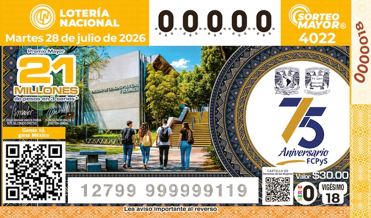 El Sorteo Mayor 4022 está dedicado la 75° aniversario de la Facultad de Ciencias Políticas de la UNAM.