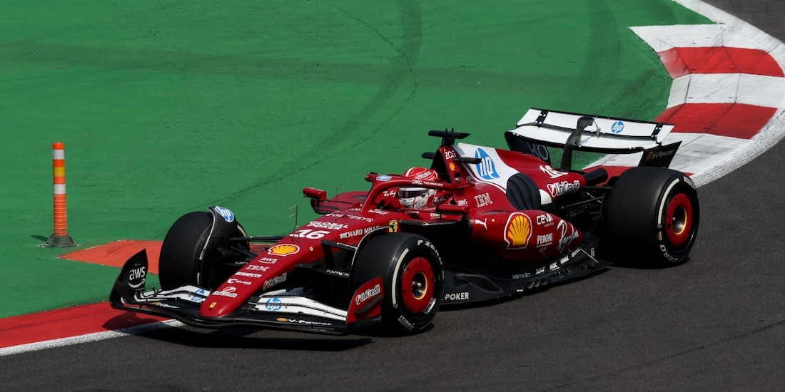 El Ferrari de Charles Leclerc en la Práctica 1 del Gran Premio de México de F1.