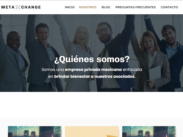 Sitio web de MetaXChange, empresa acusada de fraudulenta.