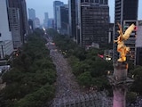 Toma aérea desde el Ángel de la Independencia previo al partido México vs Inglaterra.