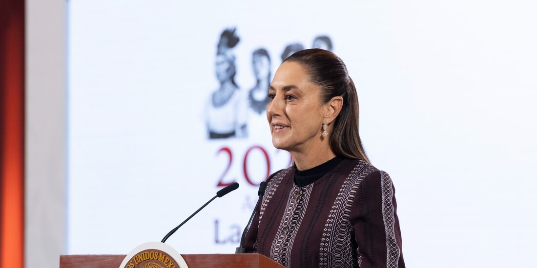 La Presidenta de México, Claudia Sheinbaum este viernes en Palacio Nacional.