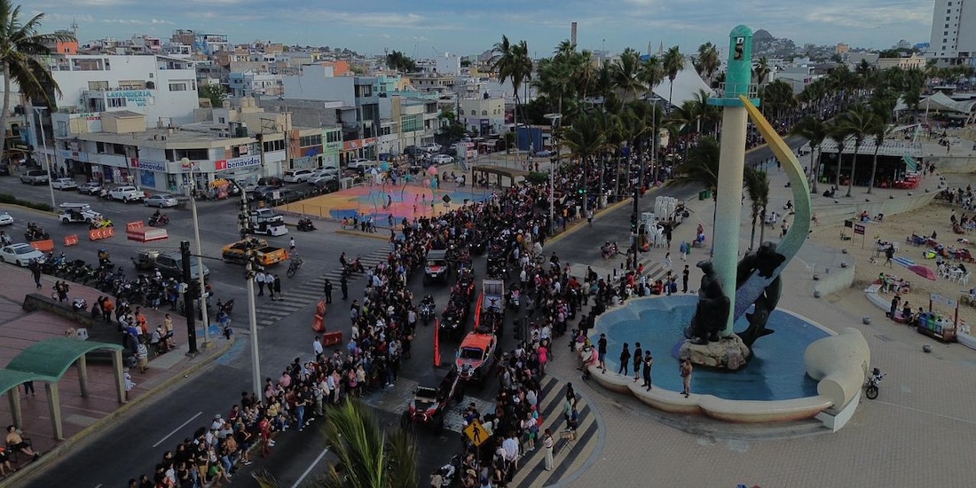 Una vista aérea de la Semana Internacional de la Moto Mazatlán 2026.
