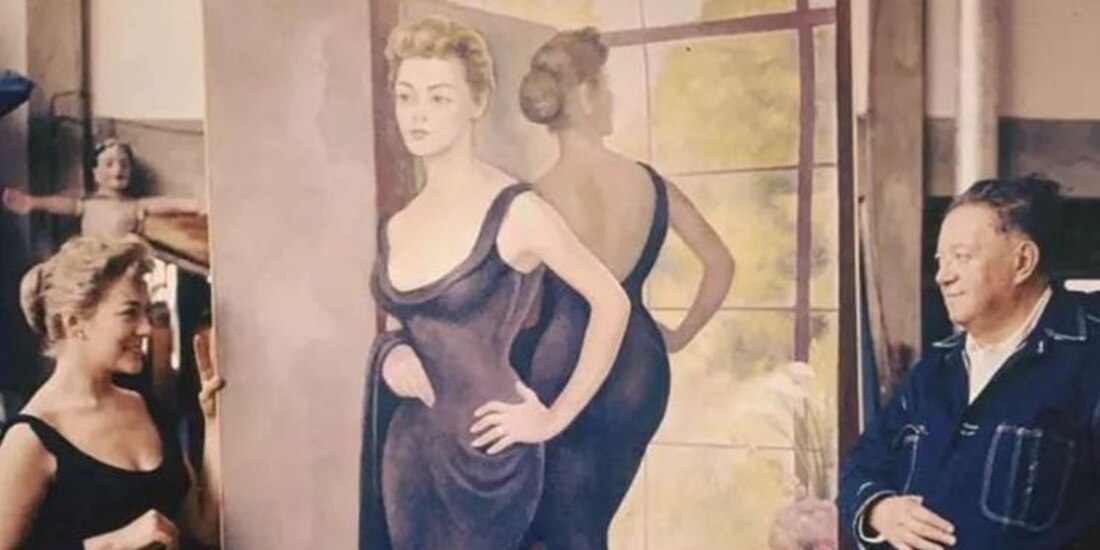 Silvia Pinal y Diego Rivera, cuando el pintor le entregó el cuadro.