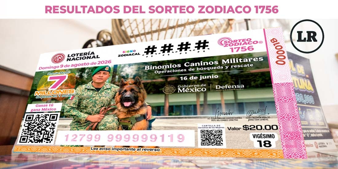 Resultados Sorteo Zodiaco 1756 del 9 de agosto del 2026 de Lotería Nacional.