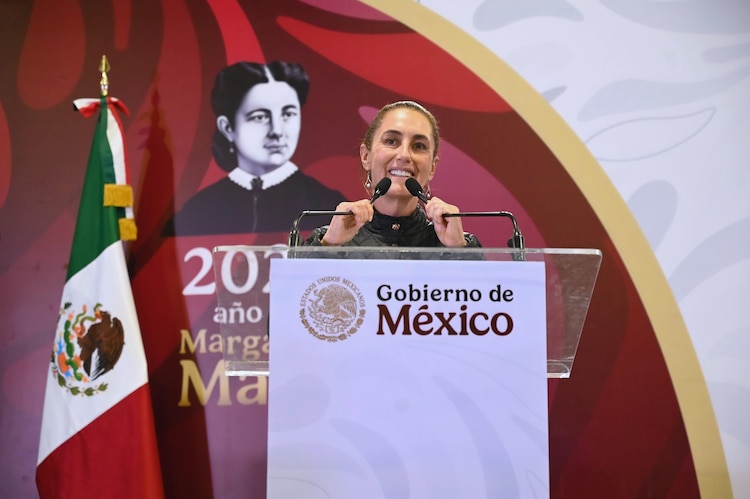 La Presidenta Claudia Sheinbaum, durante su gira de trabajo en Tamaulipas.