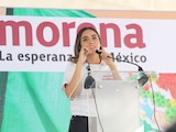 Diputada Zaira Cedillo, durante Asamblea de Morena en Ecatepec.