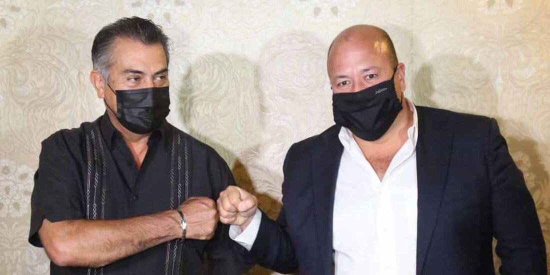 Los gobernadores Jaime Rodríguez Calderón y Enrique Alfaro, en conferencia de prensa.