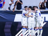 Jugadores de Cruz Azul festejan un gol contra el New York City FC en la Leagues Cup 2026.