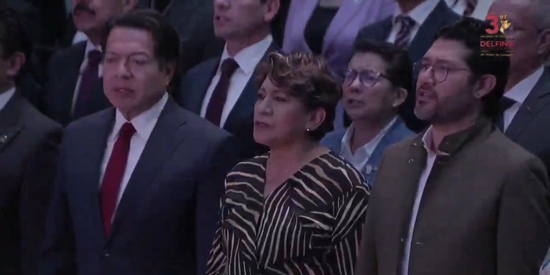 Delfina Gómez este miércoles en el Teatro Morelos.
