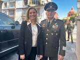 La gobernadora Maru Campos y el secretario de Defensa, Ricardo Trevilla Trejo.