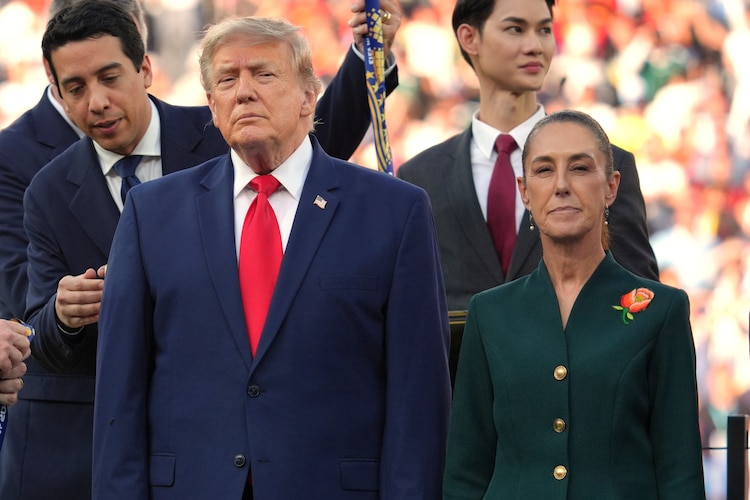 La Presidenta Claudia Sheinbaum y su homólogo de Estados Unidos, Donald Trump, en la final del Mundial.