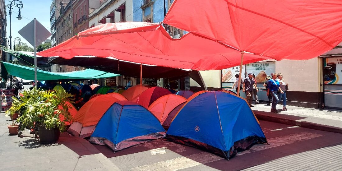 Campamento de la CNTE en el Centro de la CDMX.