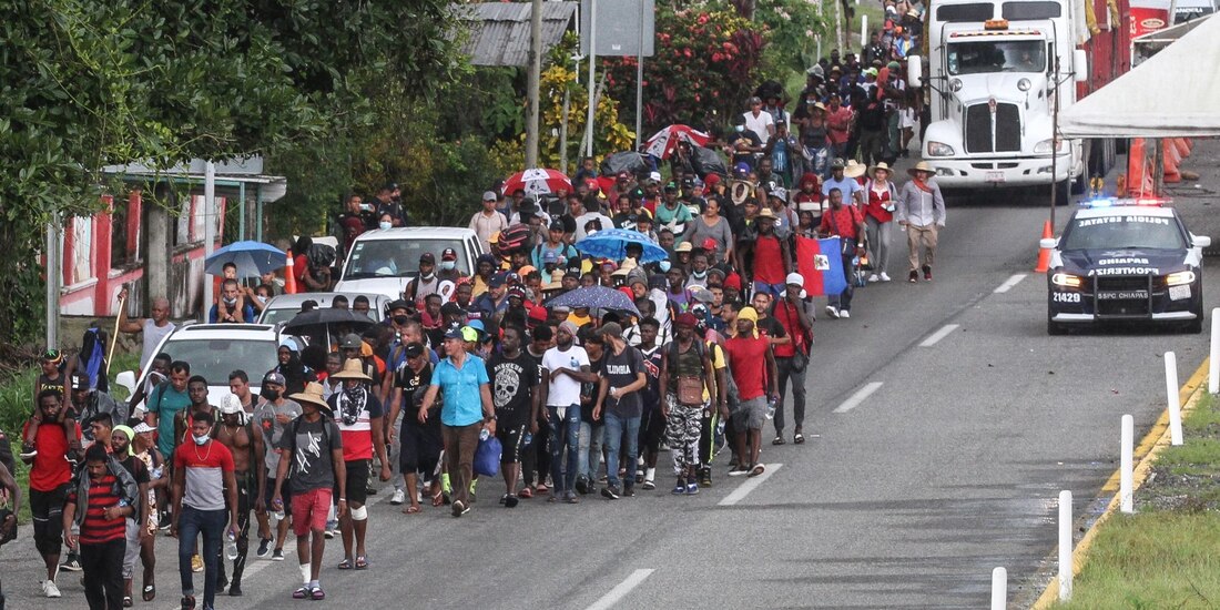 Caravana Migrante en su paso por Huixtla, Chiapas.