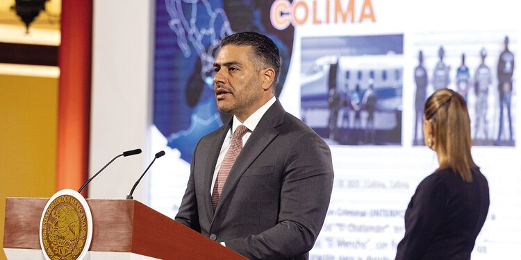 Omar García Harfuch, secretario de Seguridad, ayer, en conferencia de prensa.