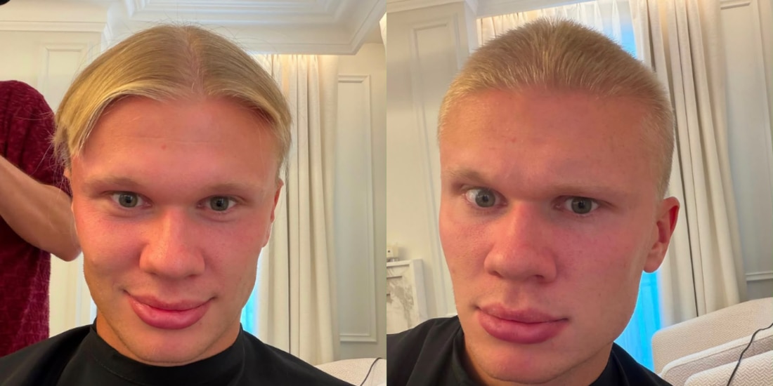Erling Haaland dejó atrás su cabellera de vikingo.