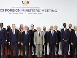 REUNIÓN de ministros de Exteriores de los BRICS, ayer.