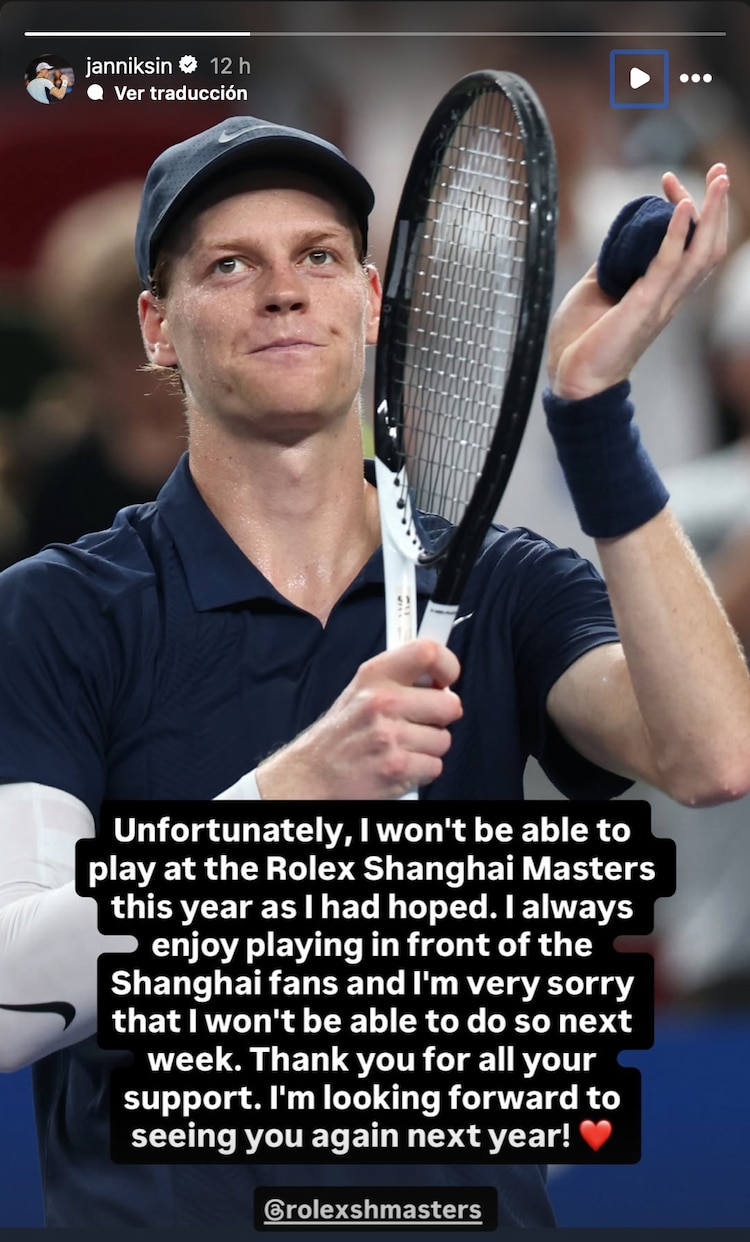 Jannik Sinner se baja del Masters de Shanghái.